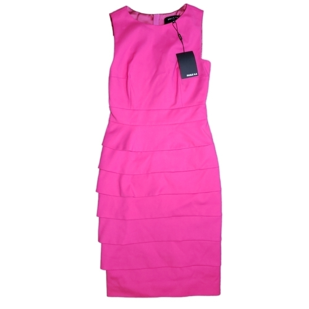 NWT PAULE KA Paris Robe Pink Tiered Pleated Size 36